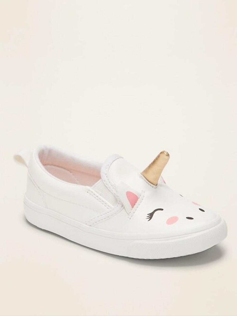 OLD NAVY UNICORN SLIP ON SNEAKERS GOLD HORN WHITE TODDLER SIZE 5